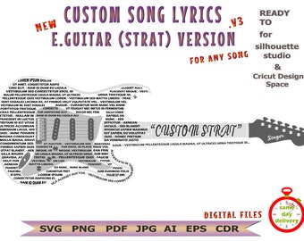 Custom Song Lyrics Electric Guitar Strat Version .v3 | Any Song Lyrics | Song Lyrics SVG