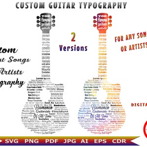 Guitar lyrics typography, guitar lyrics svg, flamenco guitar typography SVG, digital files
