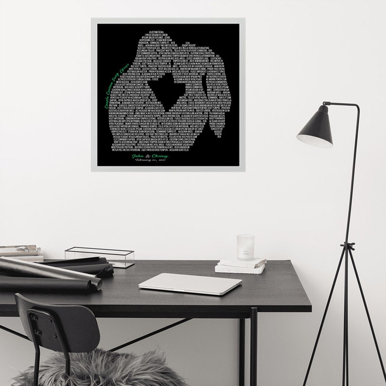 Couple Silhouette Custom Any Song Lyrics Print SVG, Anniversary Gift Digital Files, Wedding Song Wall Art imagen 5