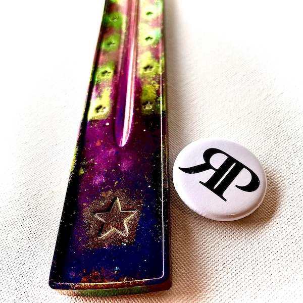 Stargazer Witch Metallic Color Shift Incense Burner | Patina Aged Metal Effect on Acrylic Resin | Meditation Spell Work  Sage Goddess Gift