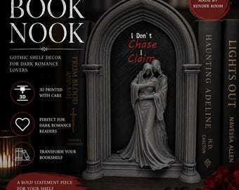 Rincón de lectura de romance oscuro / Decoración de estantería gótica, impresión 3D, regalo para amantes del erotismo
