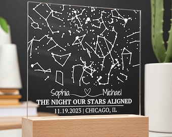 Custom Celestial Star Map By Date, Star Map Night Light for Couples, Personalized Constellation Map, Night Sky By Date, Valentines Day Gift