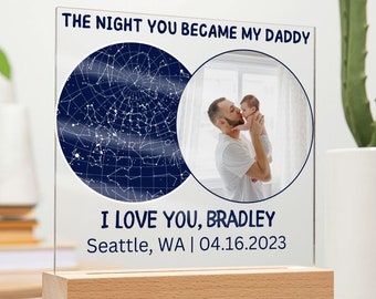 The Night You Became My Daddy Acrylic Plaque, Gift For New Dad, Custom Star Map By Dad, First Time Dad Gift, From Baby Wife for Dad