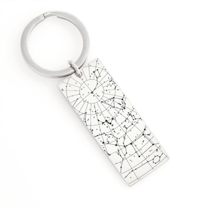 Porte-clés céleste personnalisé du ciel nocturne, carte des étoiles Coordonnées du ciel Cadeau pour couples, cadeau de premier baiser anniversaire, idée unique