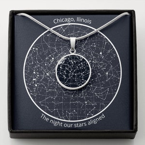 Pendentif personnalisé du ciel nocturne céleste et carte de message, collier pendentif cercle personnalisé argent et or, cadeau unique