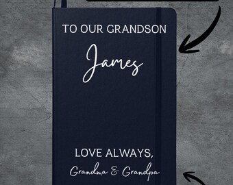 To Our Grandson Lined Notebook, Personalized Notebook for Him, Grandson Keepsake, College Gift, Birthday Christmas Gift For Grandson