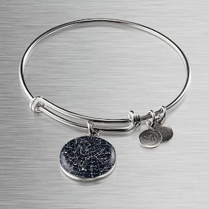 Bracelet à breloques pendentif coeur ciel nocturne, bracelet personnalisé, bracelet pendentif cercle gravable, acier chirurgical, incassable, or 18 carats