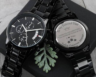 Stainless steel watch for men, Gift from Daughter to Dad, Watch, Mom Son, Jewelry, Black, water resistant, stainless steel, Present,gift
