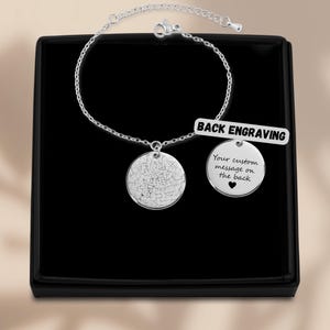 Bracelet à maillons personnalisé avec pendentif cercle ciel nocturne céleste, cadeau avec coordonnées de carte des étoiles, cadeau pour couple, souvenir d'anniversaire