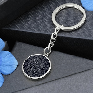 Gepersonaliseerde hemelse nachtelijke hemel cirkelhanger sleutelhanger zilver en goud, uniek cadeau