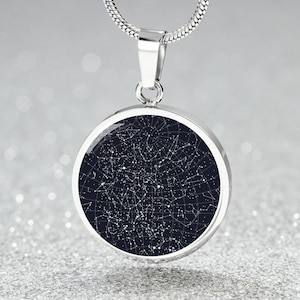 Pendentif personnalisé ciel nocturne céleste, collier pendentif cercle personnalisé en argent et or, cadeau unique