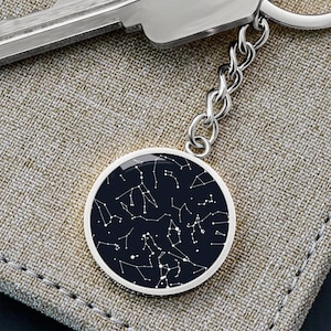 Porte-clés pendentif cercle ciel nocturne céleste personnalisé argent et or, pour les couples, la nuit où nous nous sommes rencontrés, cadeau Constellation, cadeau unique