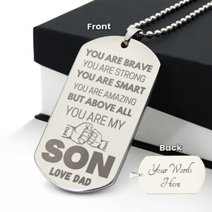 To My Son Fist Bump Dog Tag Chain, Gift From Dad to Son, Birthday Holiday Christmas Graduation Gift, Silver Gold Dog Tag, Unique Gift Idea