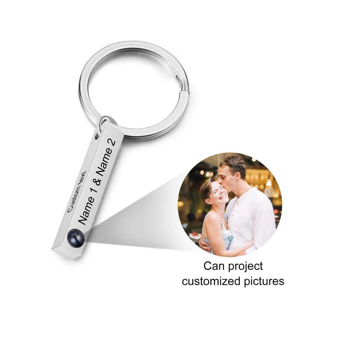 Personalized Photo Projection Keychain, Projection Photo Keyring, Anniversary Birthday Wedding