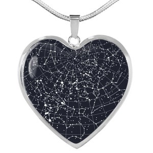 Pendentif personnalisé Celestial Night Sky, pendentif coeur personnalisé Collier argent et or, cadeau unique