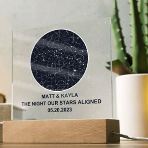 Plaque de carte d'étoile personnalisée pour les couples, plaque de constellation de lumière LED, cadeau d'anniversaire pour les couples épouse mari, cadeau de petite amie de petit ami