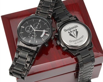 Personalized Engraved Watch for Groomsmen, Engraved Wrist Watch Groomsman Wedding Gift, Gifts for Wedding Party, Groomsman Gift Box,Best Man