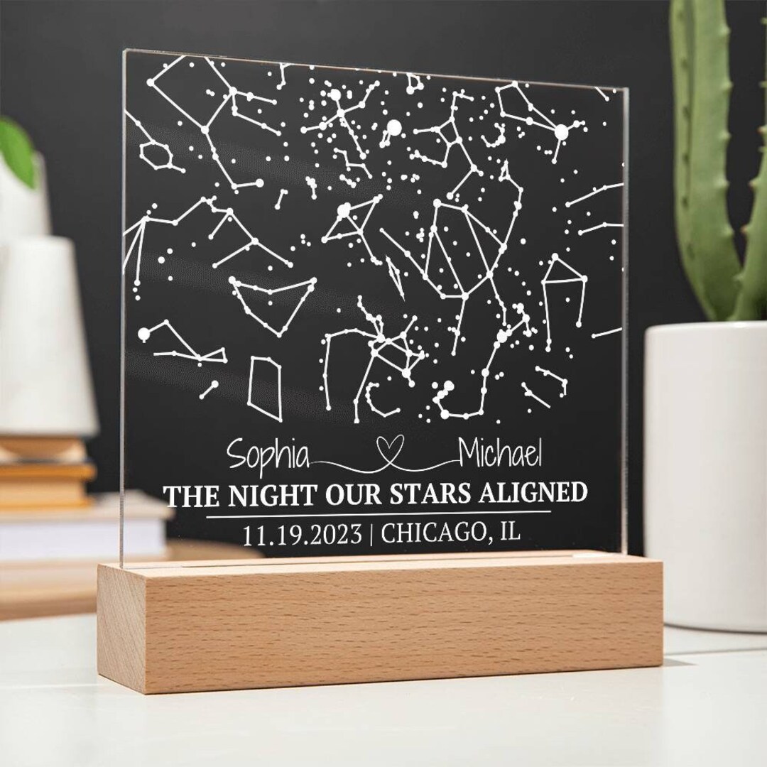 Custom Celestial Star Map by Date, Star Map Night Light for Couples ...