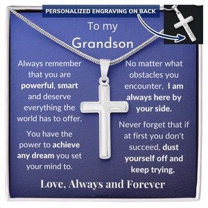 Engraved Cross for Grandson, Gift from Grandmother, Gift from Grandfather, Cross for Grandson, Birthday, Christmas Wedding Gift