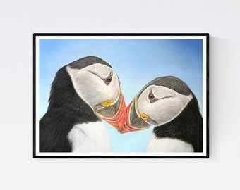 Impresión de frailecillos - Arte de frailecillos - Decoración de frailecillos - Regalos de frailecillos - Arte de pared de frailecillos - Dibujo de frailecillos - Cartel de frailecillos - Imagen de frailecillos - Dibujo de frailecillos
