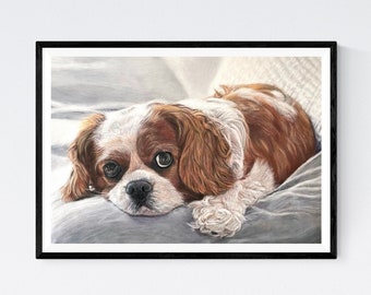 Cavalier King Charles Spaniel Print - Cavalier King Charles Spaniel Art - Cavalier King Charles Spaniel Wall Decor - Spaniel Print