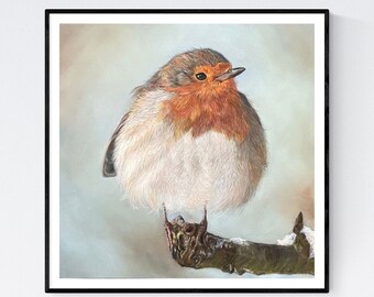 Robin Art Print - Red Robin Art - Robin Wall Art - Robin Artwork - Winter Robin - Robin Art - Robin Print - Robin en la nieve - Red Robin