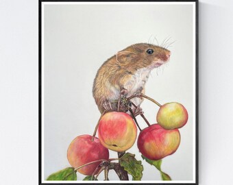 Arte del ratón - Impresión del arte del ratón - Impresión del ratón - Regalos del maestro - Regalos del ratón - Decoración de la pared del ratón - Arte de la pared del ratón -Imagen del ratón - Arte de la granja