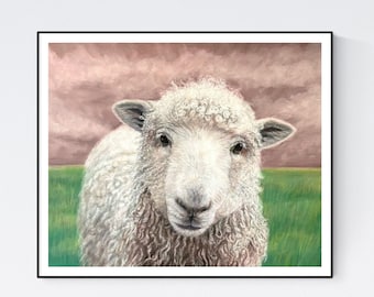 Sheep Print - Sheep Artwork - Sheep Wall Decor - Farmhouse Wall Art - Sheep Art - Sheep Wall Art -Sheep Painting -Sheep Giclee Print