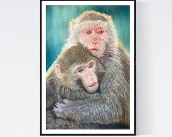 Arte macaco - Impresión de arte macaco - Arte de pared macaco - Regalos macacos - Decoración macacos - Imagen macacos - Impresión macacos - Obras de arte macacos