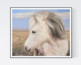 Horse Art Print - Horse Art - Horse Artwork - Horse Print - Horse Wall Art - Horse Gifts - White Horse Art - White Horse  - Horse Wall Decor