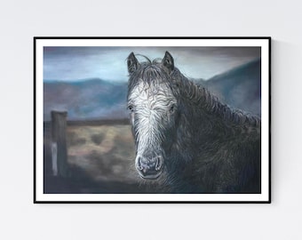 Arte del caballo salvaje - Impresión del arte del caballo salvaje - Arte del caballo - Regalos del caballo - Decoración de la granja - Dibujo del caballo salvaje - Arte de la pared del caballo salvaje - Impresión del caballo