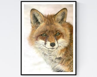 Impresión de zorro - Arte de zorro - Arte de pared de zorro - Obra de arte de zorro - Decoración de zorro - Imagen de zorro - Impresión de arte de zorro - Retrato de zorro - Regalos de zorro - Arte de zorro rojo