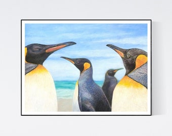 Arte del pingüino - impresión del arte del pingüino - decoración de la pared del pingüino - arte de la pared del pingüino - impresión del pingüino - dibujo del pingüino - regalos del pingüino - pingüinos