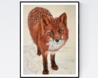 Red Fox Print - Fox Lover Gifts - Red Fox Artwork - Red Fox Art - Fox Wall Art - Fox Print - Fox in Snow - Fox Art Print - Fox Giclee Print