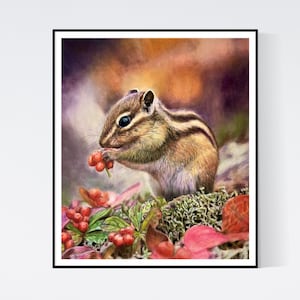 Chipmunk Print - Chipmunk - Chipmunk Painting - Chipmunk Gifts - Chipmunk Art - Woodlands Animal Art - Forest Animals - Chipmunk Wall Art