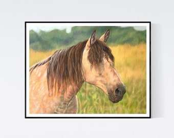 Impresión de arte del caballo - arte del caballo - arte del caballo - impresión del caballo - arte de la pared del caballo - regalos del caballo - caballo de piel de ante - caballo - decoración de la pared del caballo