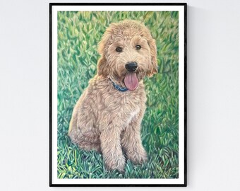 Arte de Goldendoodle - Impresión de Goldendoodle - Dibujo de Goldendoodle - Arte de pared de Goldendoodle - Goldendoodle - Decoración de pared de Goldendoodle