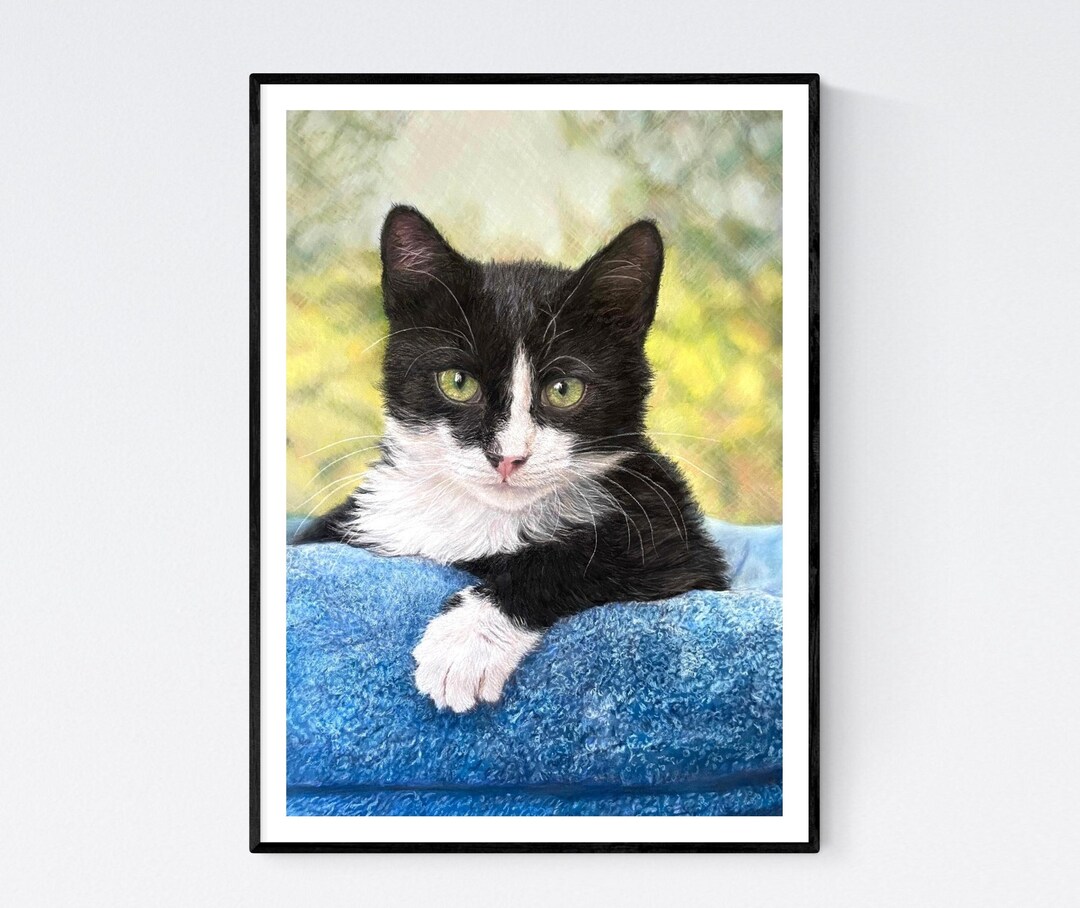 Black and White Cat Art - Black and White Cat Print - Tuxedo Cat ...