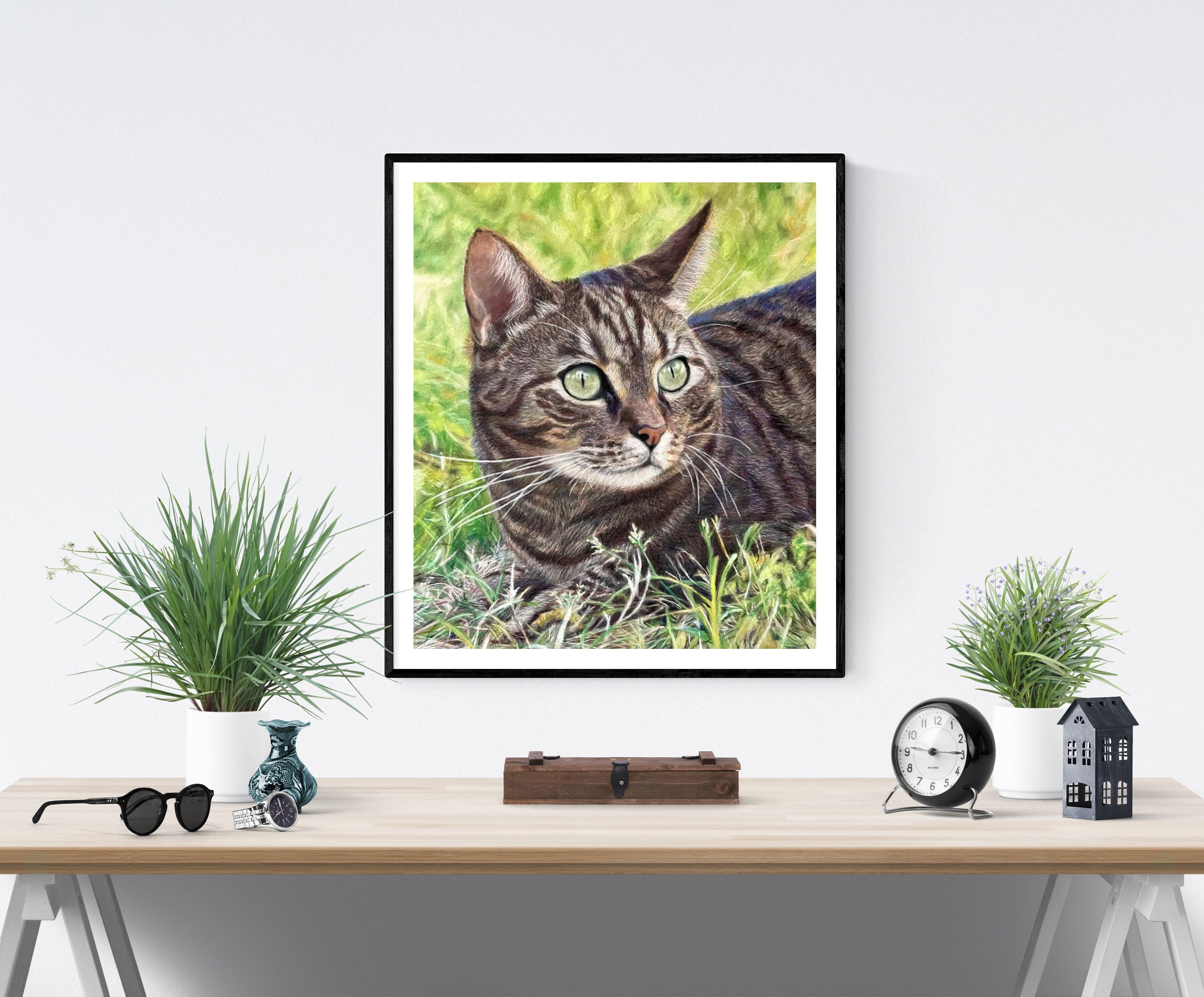 Tabby Cat Print Cat Artwork cat Art Cat Portrait Tabby - Etsy