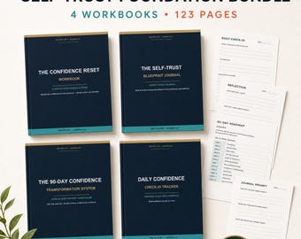 Self Trust Bundle | 4 Printable Confidence Workbooks, 123-Page PDF with 90-Day Planner