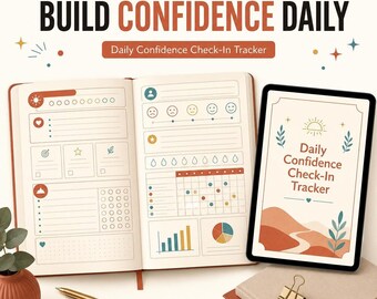 Confidence Tracker Daily Check-In Printable PDF | 17-Page Self-Trust Mindset Journal