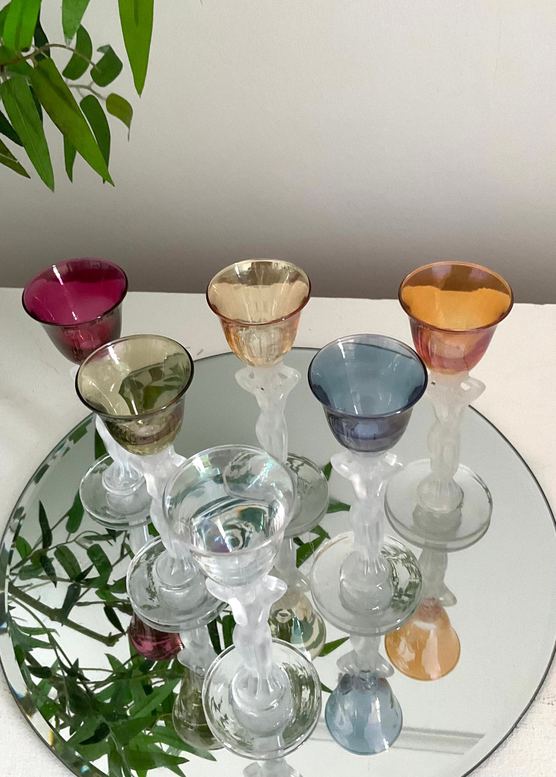 Vintage French Crystal Liqueur Glasses – Set of 6 Venus Stems