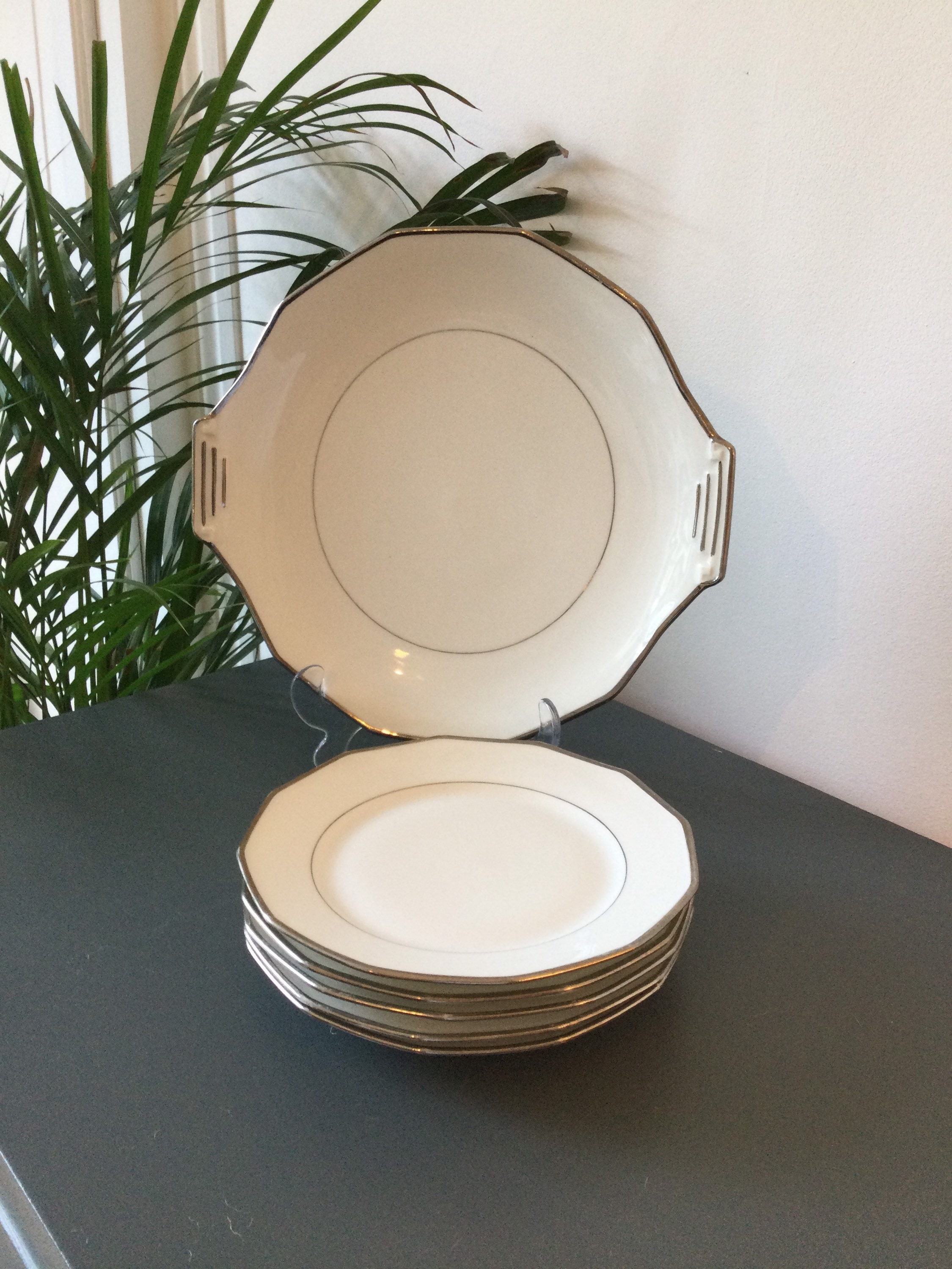 Antique White And Silver French Limoges Serving Platter With Etsy