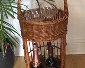 Wonderful Wicker Vintage Bar Stand Kitchen Tidy. Mini Home Bar, Garden Bar, Man Cave. Rustic Kitchen Storage. Retro. Damaged