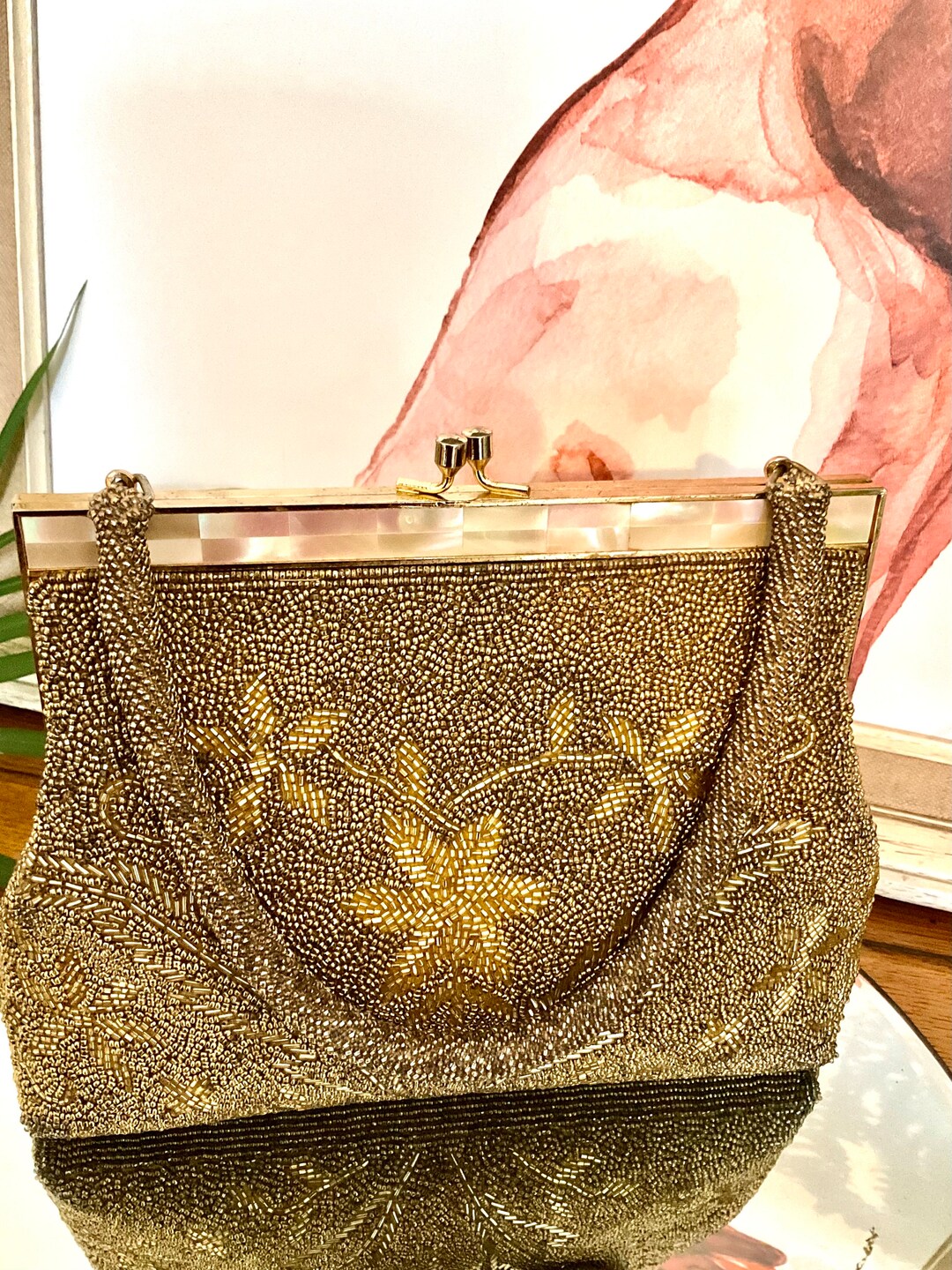 Vintage Envelope Style Gold Handbag main image 1