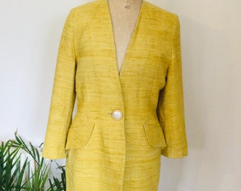 LESS Than HALF Price! French Designer Vintage Lemon Skirt & Jacket Suit - Stephane Rolland Paris c1980s. MCM Two Piece. Stylish Retro Suit!