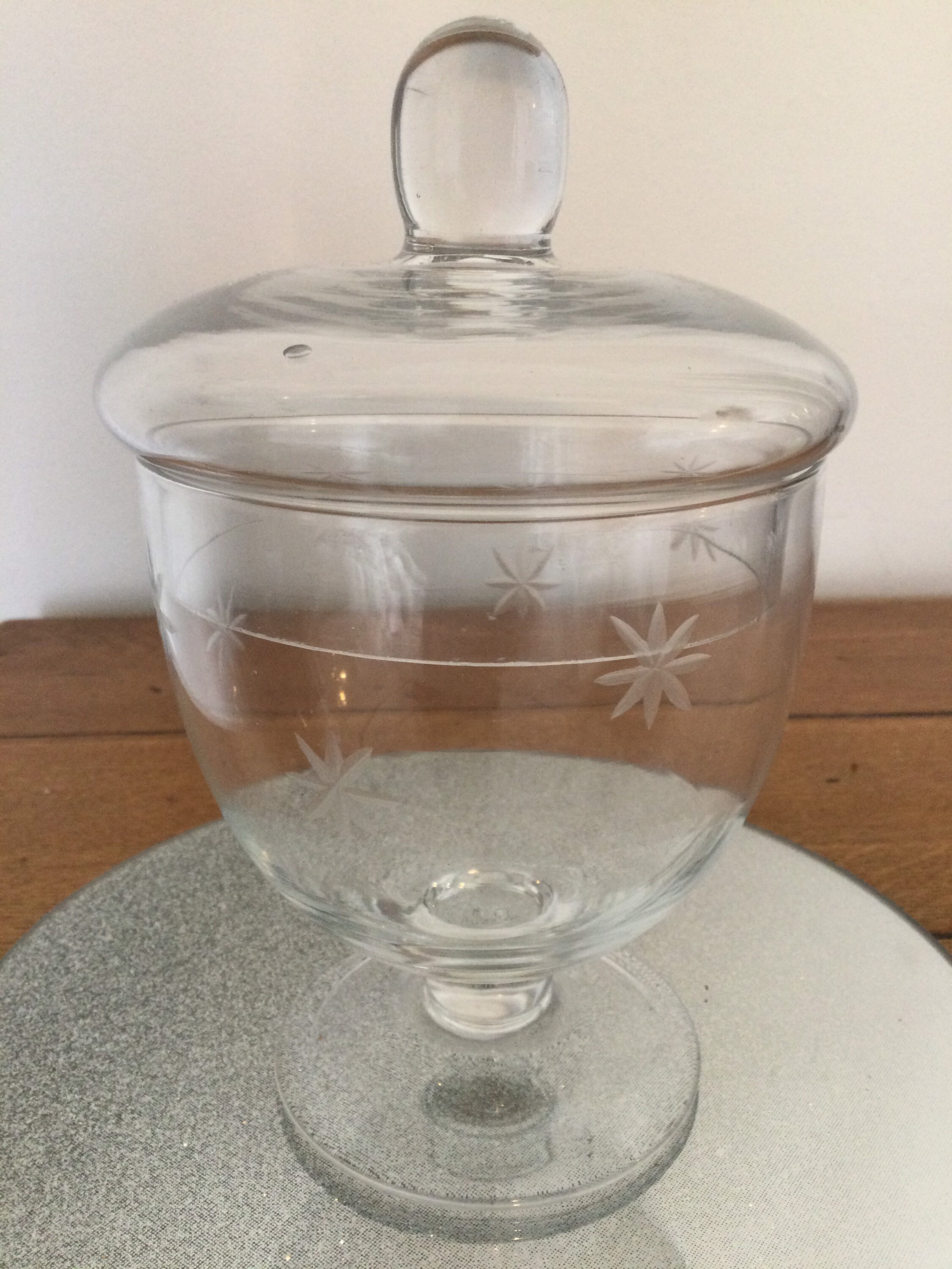 Super Vintage Glass Bon Bon Jar & Lid With Etched Star Design. Etsy UK