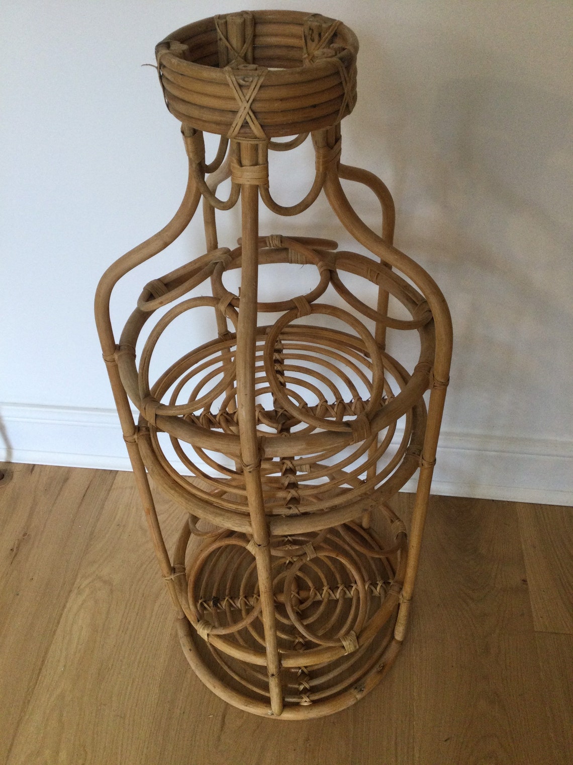 Great Vintage Bottle Shaped Bamboo Bottle Holder. for Home Etsy