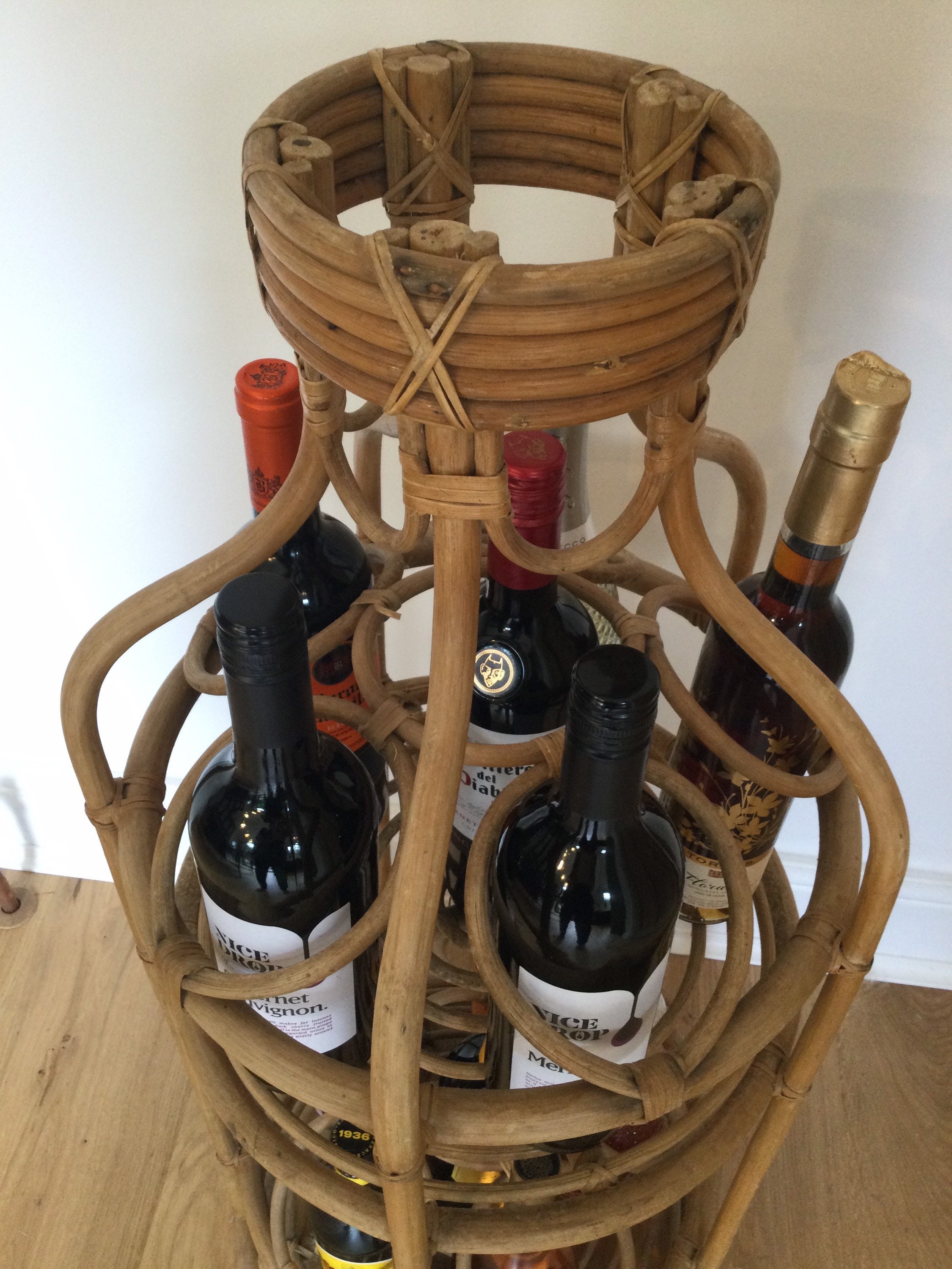 Great Vintage Bottle Shaped Bamboo Bottle Holder. for Home Etsy