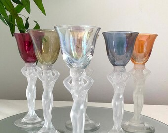 Vintage French Crystal Liqueur Glasses – Set of 6 Venus Stems